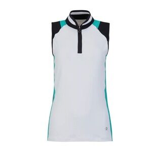 Lohla Sport Los Angeles The Robin SL Top Lagoon Size XS Sleeveless Polo Golf Zip